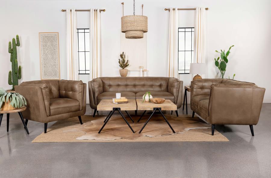 Upholstered Button Tufted Sofa Brown - HER Home Design Boutique